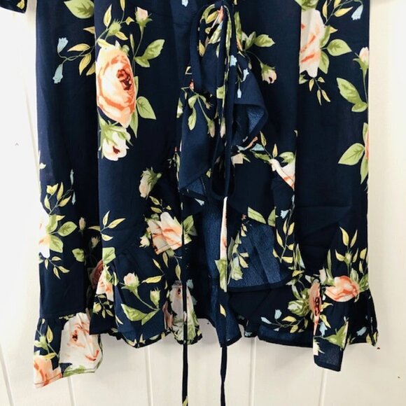 Boo Hoo Womens Floral Frill Hem Wrap Dress Size 4 - Picture 9 of 11
